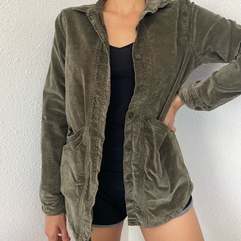 LUCKY BRAND Green Velvet Western Shirt Jacket - Green